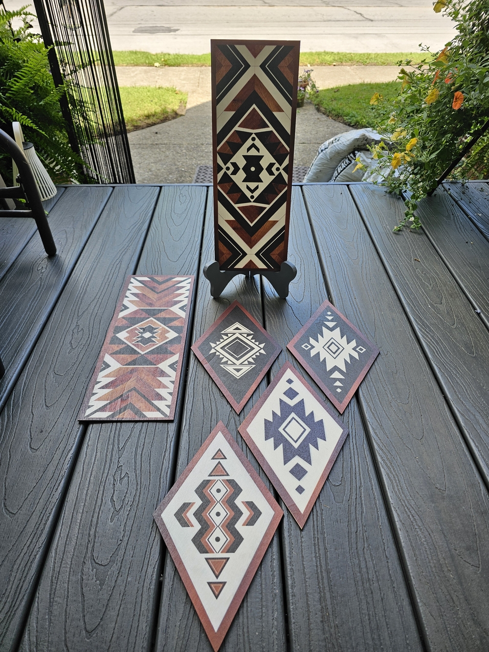 Tatuo 6 Pc Western Aztec Wooden Wall Decor Set Southwestern Tribal Geometric